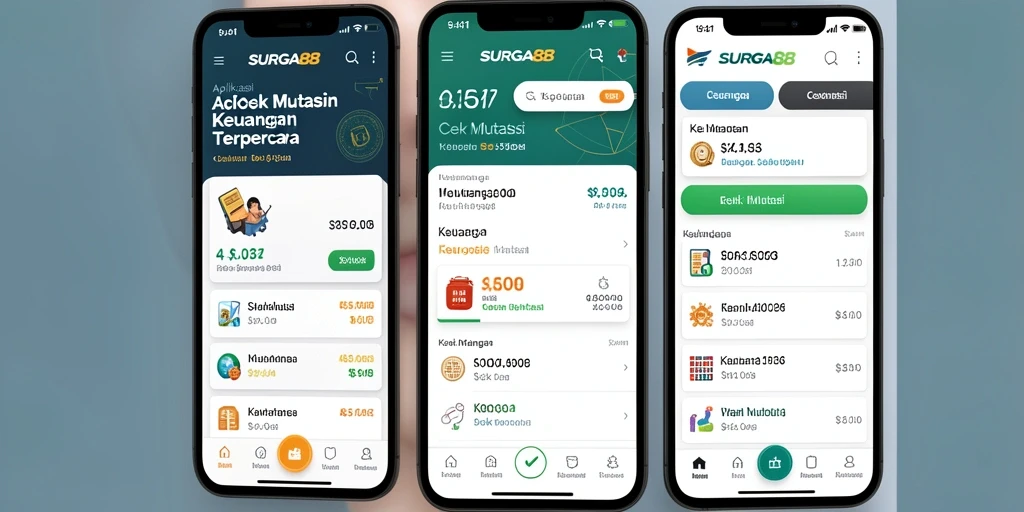 Antarmuka aplikasi SURGA88 untuk cek mutasi keuangan yang user-friendly.