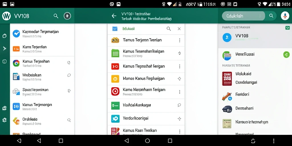 Antarmuka aplikasi VW108 dengan fitur terjemahan bahasa yang lengkap.